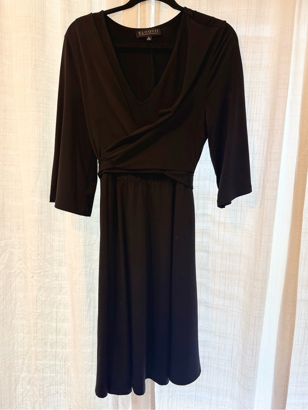 Eloquii Black Wrap Front Tie Waist Dress Size 14